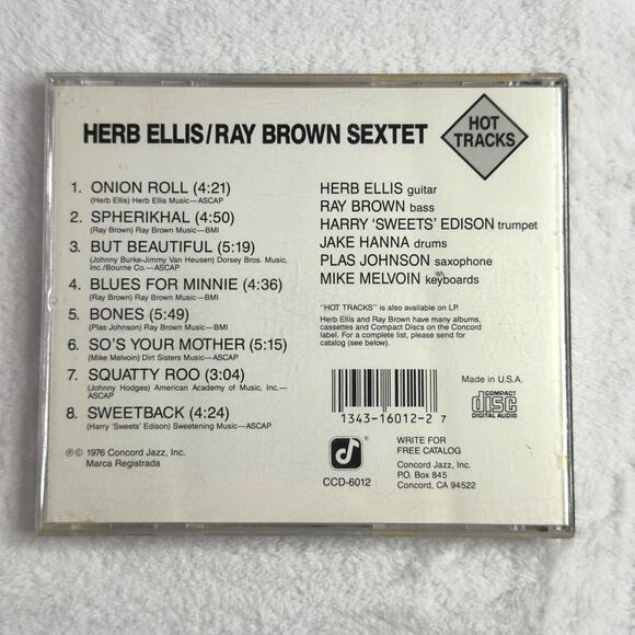 Herb Ellis Ray Brown Sextet – Hot Tracks Jazz CD Concord Jazz 1976 - Picture 2 of 7